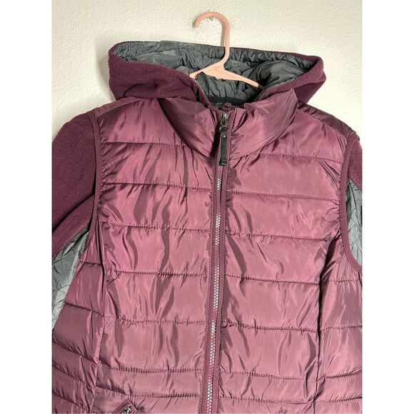 Bonita Women’s 2 in 1 Puffer Vest Fleece Full Zip Jacket Purple Size 38EU / M US - Picture 2 of 12
